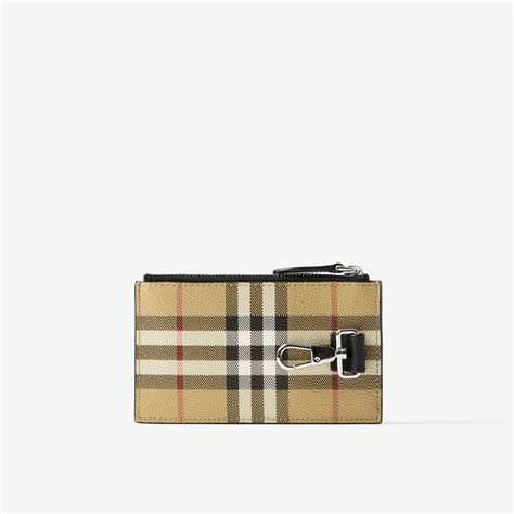 burberry vintage check and leather zip card case|Check Zip Card Case in Archive beige .